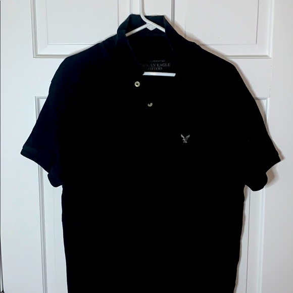 American Eagle Polo Black XL Tall Gray Logo - Picture 1 of 3